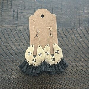 Black Fringe Western Style Earrings